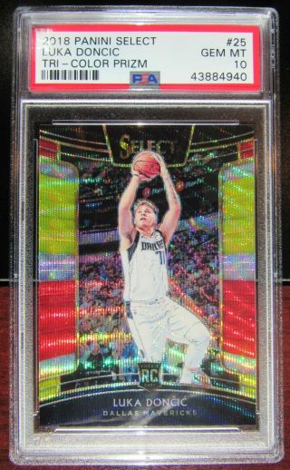 2018 Perfect Psa 10 Luka Doncic Prizm Tri - Color Silver Select Rc Rookie Card Ssp
