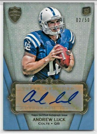 2012 12 Topps Supreme Football Andrew Luck Rookie Auto Signature 2/50