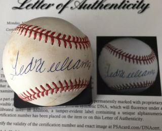 Ted Williams Signed American League Baseball — Psa/dna Full Letter Autograph