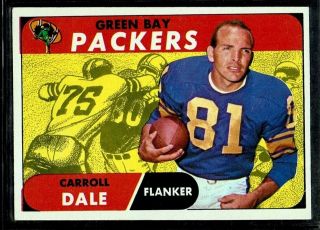 1968 Topps Football Green Bay Packers Carroll Dale Card Bowl Ii 27 Ex - Mt