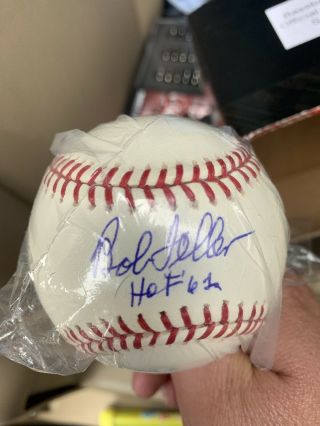 Bob Feller Cleveland Indians Hall Of Fame Autographed Baseball Mlb