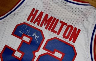 RICHARD RIP HAMILTON SIGNED NBA PISTONS RBK HARDWOOD CLASSICS JERSEY W/Coa 2