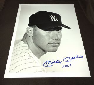 Mickey Mantle Yankees Signed Autographed 11x14 Black And White Photo