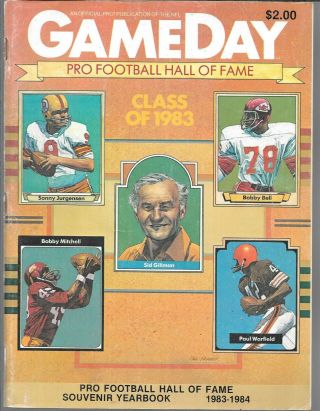 Nfl Gameday Pro Football Hall Of Fame Class Of 1983 Program Vg -) 1983 - 4 Yearbook
