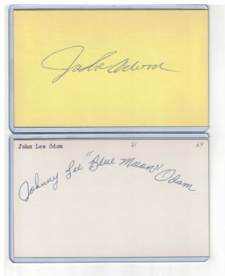 (2) John " Blue Moon " Odom Index Card Signed 3x Ws Champs A 