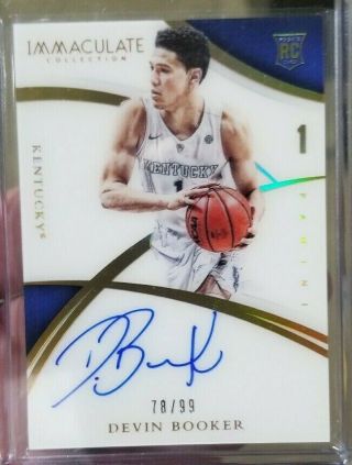 2015 - 16 Panini Immaculate Devin Booker Rc Auto /99 Rookie Card