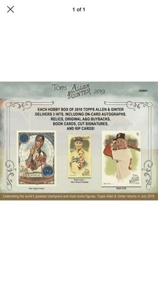 2019 Topps Allen & Ginter Baseball Hobby Case (12 Boxes/case,  24 Packs/box)