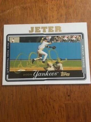 Topps Derek Jeter Hand Signed Autographed York Yankees Baseball Card W/coa