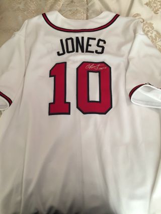 Chipper Jones Signed Auto Autograph Atlanta Braves Majestic Jersey Hof 18 Inscr
