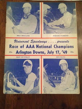 Arlington Downs Car Official Program 1949 Race Of Aaa National Champions