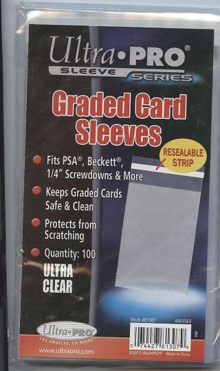 100 Ultra Pro Resealable Graded Card Sleeves 1 Pack Bags