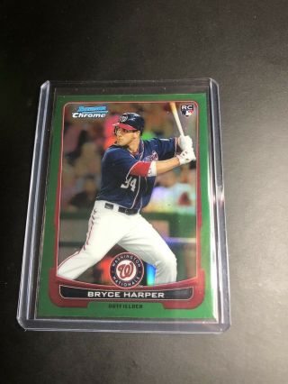 2012 Bowman Chrome Green Refractor Bryce Harper Rookie Rc Nationals Phillies