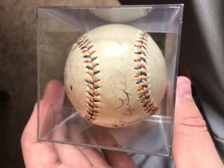 1935 Yankees Team Signed Baseball Lou Gherig On The Sweet Spot (10 Autos Total)
