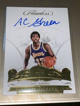 A.  C.  Green 2017 - 18 Flawless Auto Gold /10 On - Card Auto L.  A.  Lakers Legend Sp