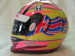 Dan Wheldon Signed Autographed Mini 1/2 Scale Racing Helmet Indy 500 Indycar 5