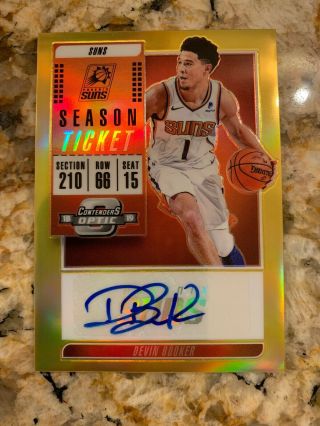 Devin Booker 2018 - 19 Contenders Optic Auto " Gold Prizm " Ssp Card 09/10
