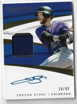 2018 Immaculate Trevor Story Rockies Game Worn Jersey Auto D 16/49