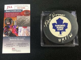 Red Horner Signed Toronto Maple Leafs Trench Puck Jsa Authenticated Ee74288
