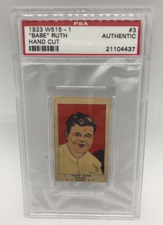 1923 W515 - 1 Babe Ruth Hand Cut Strip Card,  Psa Authentic,