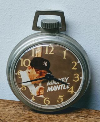 Vintage Mickey Mantle Pocket Watch York Yankees Displays Beautifully Ny Mick