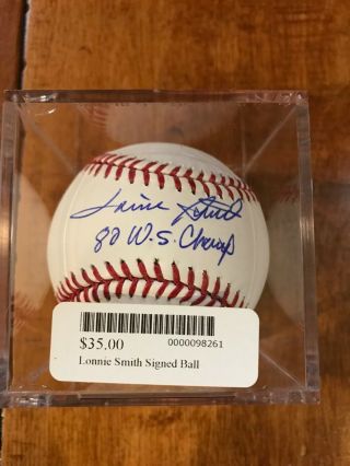 Lonnie Smith Phillies Signed Autographed Rawlings Oml Baseball Hunt Holo