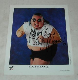 Hand Signed 1999 Wwf Wwe Wrestling Autograph Blue Meanie 8 X 10 Color Photo