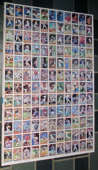 1991 Topps Desert Shield Baseball Uncut Sheet Griffey Sanberg Carter Henderson