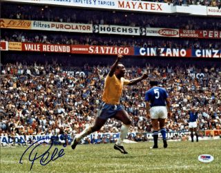 Pele Signed 11x14 Soccer Photo World Cup Goal - Autographed Psa/dna