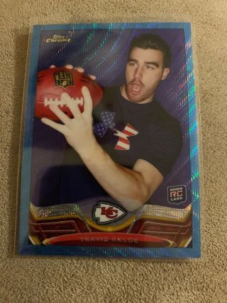 Travis Kelce 2013 Topps Chrome Blue Wave Refractor Rookie Card 118