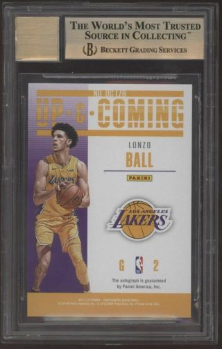 2017 - 18 Panini Contenders Lonzo Ball Up & Coming Gold RC Auto /10 BGS 9.  5 10 2