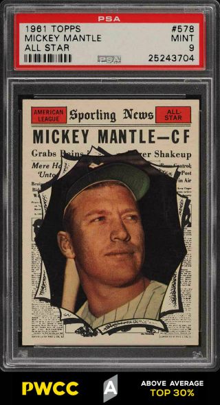 1961 Topps Mickey Mantle All - Star 578 Psa 9 (pwcc - A)