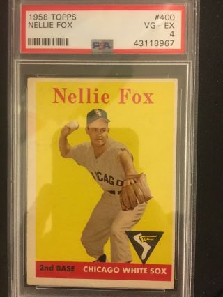 1958 Topps 400 Nellie Fox Chicago White Sox Psa 4 Vg - Ex