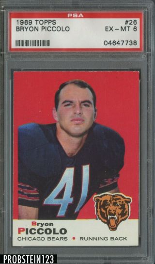 1969 Topps Football 26 Bryon Piccolo Chicago Bears Rc Rookie Psa 6 Ex - Mt
