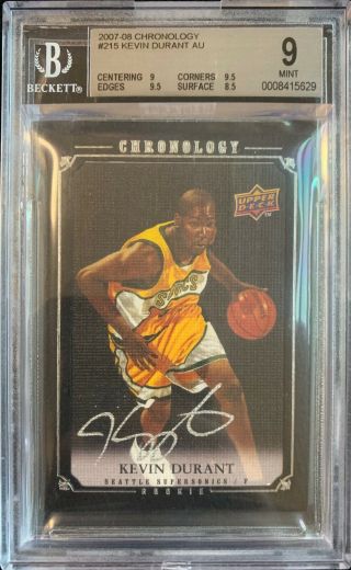 Kevin Durant 2007 - 08 Upper Deck Chronology Rc Rookie Auto /99 Bgs 9 10 Auto