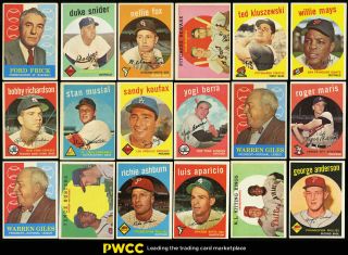 1959 Topps Mid - Grade Nr Complete Set Clemente Aaron Mays Koufax Gibson (pwcc)
