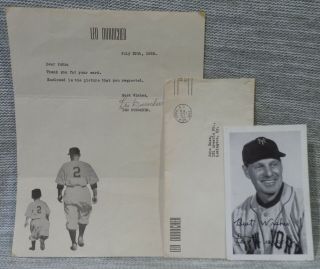 Leo Durocher Autographed Personal Letter And Picture With Envelope 1952