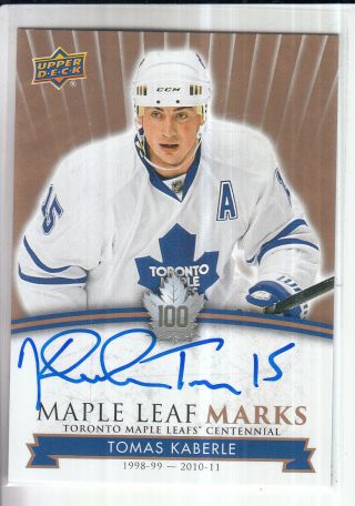 17/18 Ud Maple Leafs Centennial Tomas Kaberle Marks Autograph Auto