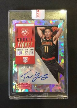 2018 - 19 Contenders Trae Young Rookie Ticket Cracked Ice Auto 01/20 1/1