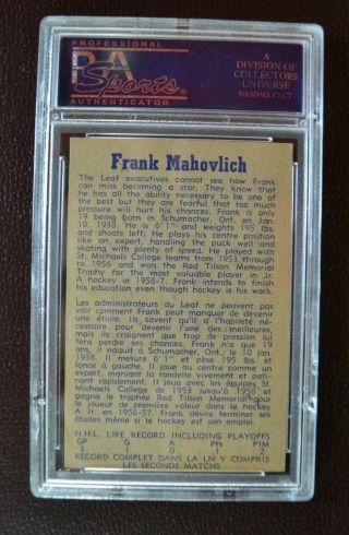 1957 Parkhurst Frank Mahovlich ROOKIE RC T17 PSA 7 2