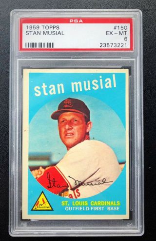 1959 Topps Stan Musial 150 Baseball Card St.  Louis Cardinals Psa 6 Ex - Mt