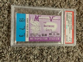 1961 Minnesota Vikings Ticket Stub Vs Baltimore Colts (psa 8 Nm - Mt) None Higher