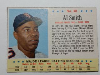 1963 Post Cereal Baseball Card 38 Al Smith Chicago White Sox Ungraded
