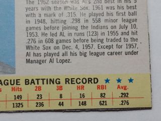 1963 Post Cereal Baseball Card 38 Al Smith Chicago White Sox Ungraded 4