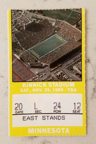 Iowa Hawkeyes Minnesota Gophers Football Ticket Stub 11/25 1989 Kinnick Stadium