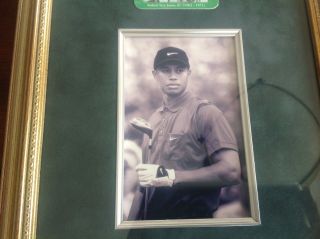2002 Masters Augusta National Golf Club Badge Ticket Tiger Woods Wins PGA Framed 3