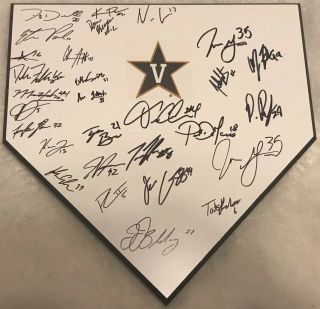 2019 Vanderbilt Commodores Team Signed Home Plate W/coa Jj Bleday