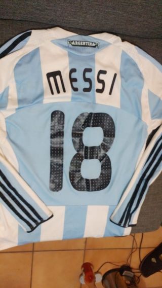 Messi 18 2007 2008 2009 Authentic Argentina Longsleeve Jersey L Size