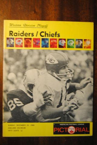1968 Oakland Raiders Vs Kansas City Chiefs Afl Football Playoff Program - Dawson