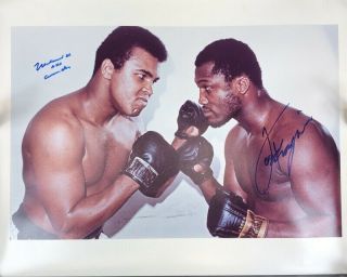 Authentic Muhammad Ali & Joe Frazier Dual Signed 16 " X 20 " Boxing Photo Picture