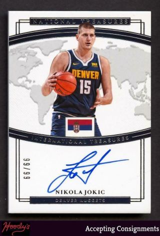2018 - 19 National Treasures International Autographs Nikola Jokic Auto 99/99